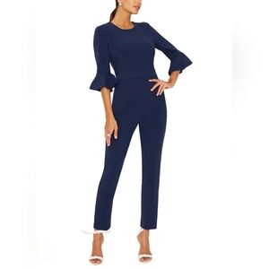 Black Halo Brooklyn Navy Bell Sleeve Jumpsuit Size 6 Made in USA NWT